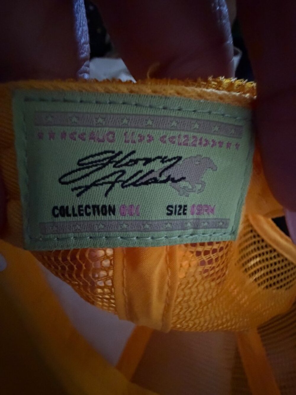 Glory Allan Horse Racing Embroidered Mesh Back Trucker Hat Yellow & White Adjust - Picture 6 of 6